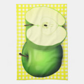 Groene Apple en Gele Gecontroleerde Keukenhanddoek (Verticaal)