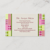 Groene Apple en Madras Geïnspireerde speleraar Visitekaartje (Achterkant)