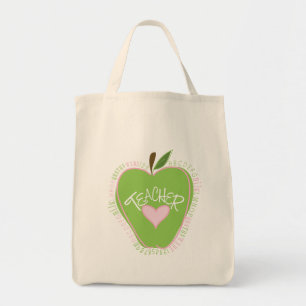 Groene Apple & Heart Alphabet Teacher Bag Tote Bag
