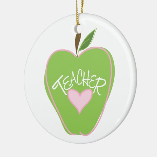 Groene Apple & Heart Teacher Ornament (Links)