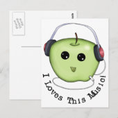 Groene Apple-hoofdtelefoon Briefkaart (Voorkant / Achterkant)