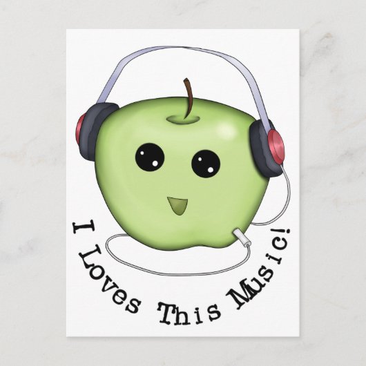 Groene Apple-hoofdtelefoon Briefkaart (Voorkant)