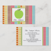Groene Apple Multicolor Polka Dots leraar Visitekaartje (Voorkant / Achterkant)