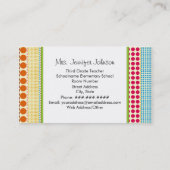 Groene Apple Multicolor Polka Dots leraar Visitekaartje (Achterkant)