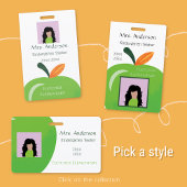 Groene Apple Onderwijzer Witte Foto ID Badge