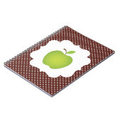 Groene Apple op de achtergrond van bruine poka Dot Notitieboek (Linkerzijde)