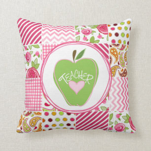 Groene Apple & Patchwork Inpsired Teacher Pillow Kussen