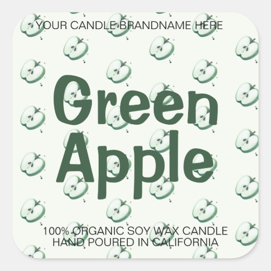 Groene Apple Patroon Patroonsoy kaarsen Labels (Voorkant)