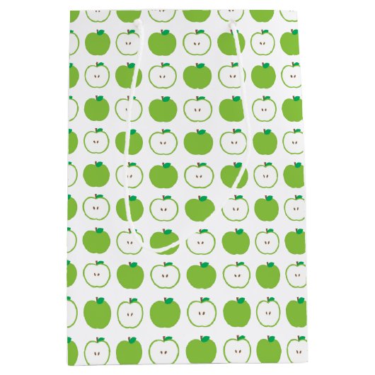 Groene Apple Pattern Gift Bag Medium Cadeauzakje (Voorkant)