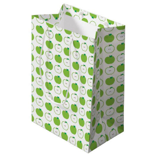 Groene Apple Pattern Gift Bag Medium Cadeauzakje (Voorkant Gekanteld)