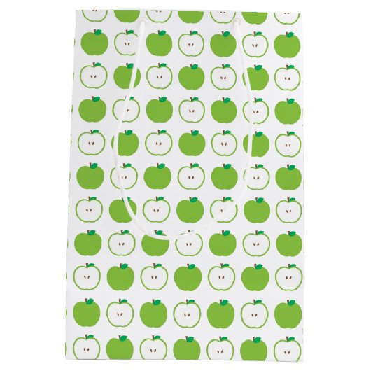 Groene Apple Pattern Gift Bag Medium Cadeauzakje (Achterkant)