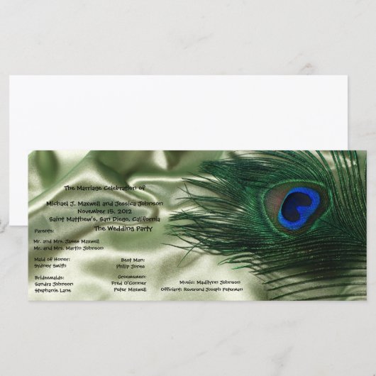 Groene Apple Peacock Sill Life Wedding Program Programmakaart (Voorkant / Achterkant)