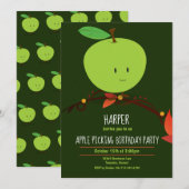 Groene Apple Pick Birthday Party van kind Kaart (Voorkant / Achterkant)