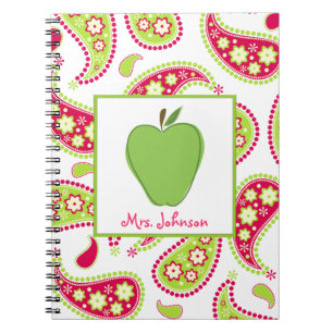Groene Apple Pink & Groene Paisley Teacher Noteboo Notitieboek
