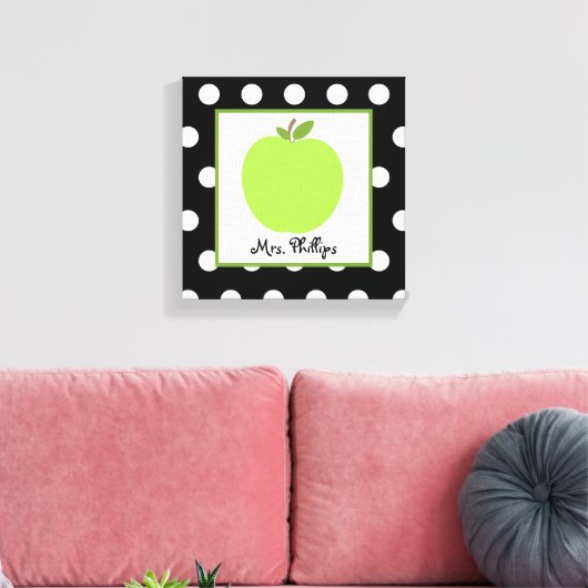 Groene Apple Polka Dot Verpakt Canvas Voor Leraar (Insitu (Woonkamer))