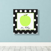 Groene Apple Polka Dot Verpakt Canvas Voor Leraar Afdruk (Insitu (Houten vloer))