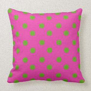 Groene Apple Polka Dots op Diva Pink Kussen
