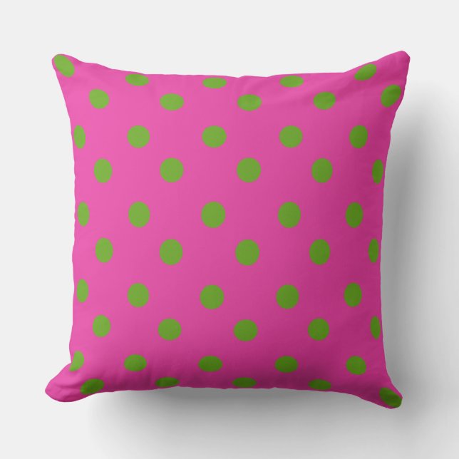 Groene Apple Polka Dots op Diva Pink Kussen (Voorkant)