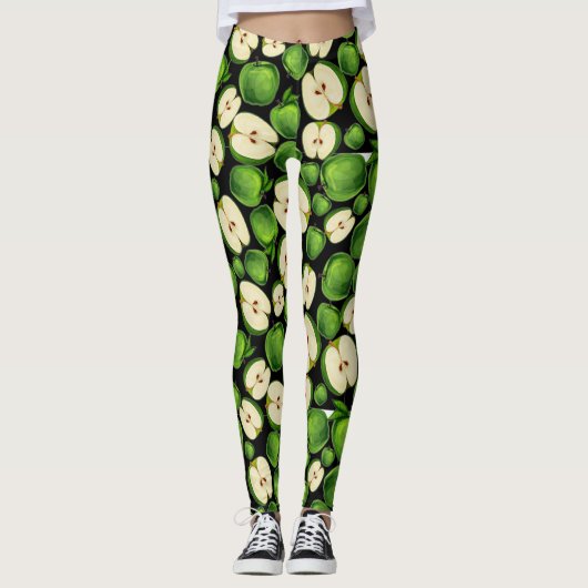 Groene Apple Print Leggings (Voorkant)