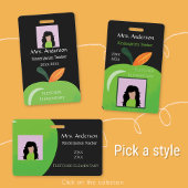 Groene Apple School Personeel Zwart Foto ID Badge