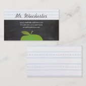 Groene Apple School Teacher Education Chalkboard Visitekaartje (Voorkant / Achterkant)