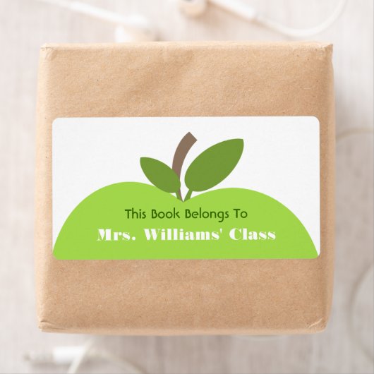 Groene Apple Teacher Bookplate voor Klaslokaal Etiket (Insitu)