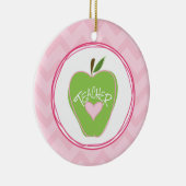 Groene Apple & Zigzag Teacher Ornament (Rechts)