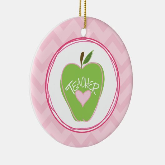 Groene Apple & Zigzag Teacher Ornament (Rechts)