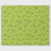 Groene Apples Retro Patroon Cadeaupapier (Vlak)