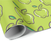 Groene Apples Retro Patroon Cadeaupapier (Rol Hoek)
