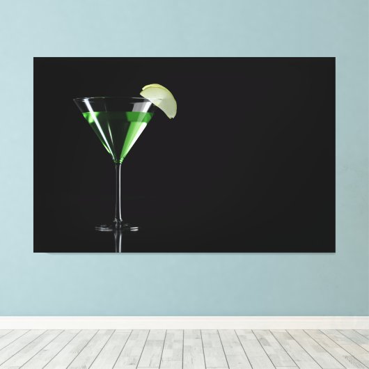 Groene appletini-cocktail met appel canvas afdruk (Insitu (Houten vloer))