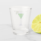 Groene appletini cocktail met plakje appel shot glas (Achterkant)