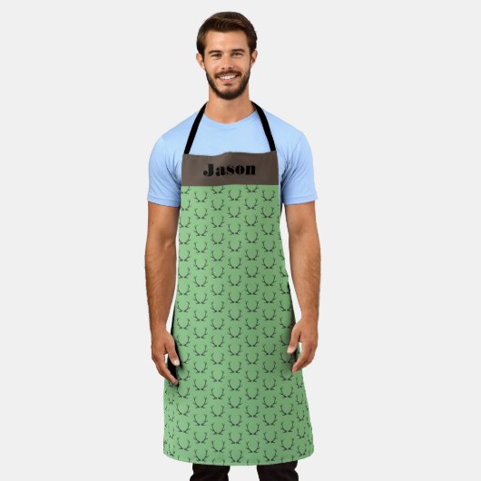Groene apron met geweien Persoonlijke mannen apron Schort (Gedragen)