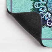 Groene Aqua Blauwe Bloem Mandala Boho Muismat (Hoek)