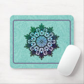 Groene Aqua Blauwe Bloem Mandala Boho Muismat (Met muis)