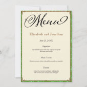 Groene Aqua Bruin Land Bruiloft Receptie Menu Kaart (Voorkant)