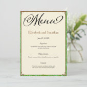 Groene Aqua Bruin Land Bruiloft Receptie Menu Kaart (Staand voorkant)