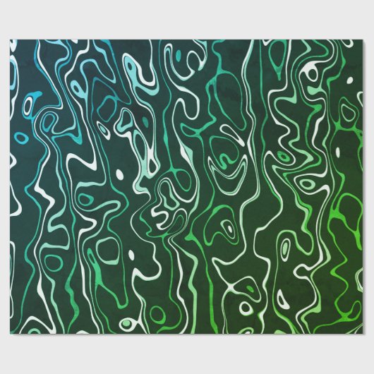 Groene aqua damascus abstract wervelt koel patroon cadeaupapier (Vlak)