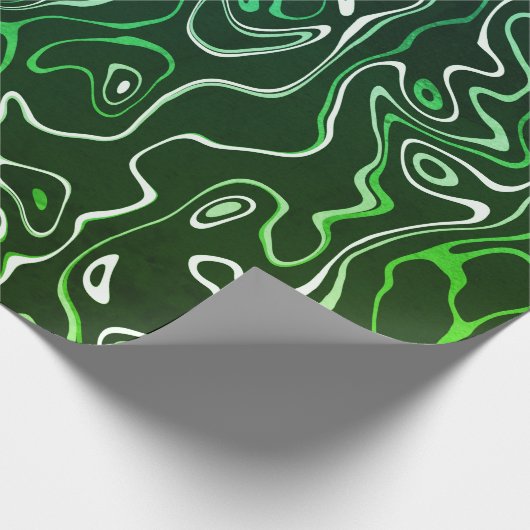 Groene aqua damascus abstract wervelt koel patroon cadeaupapier (Hoek)