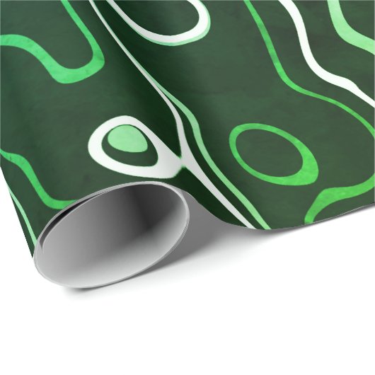 Groene aqua damascus abstract wervelt koel patroon cadeaupapier (Rol Hoek)