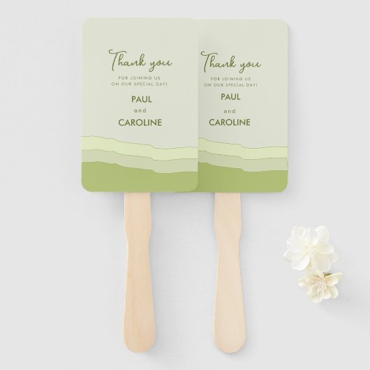 Groene Aqua Gradient Pastel Wedding Favorieten Mod Handwaaier (Voorkant en achterkant)