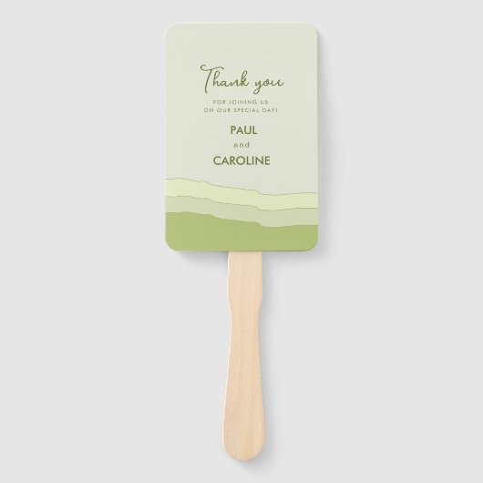 Groene Aqua Gradient Pastel Wedding Favorieten Mod Handwaaier (Voorkant)