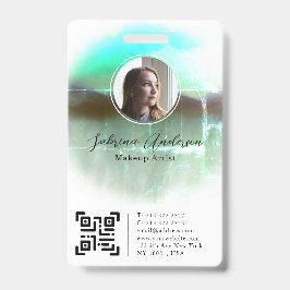 Groene Aquarel Abstract Schrift Foto Logo Badge