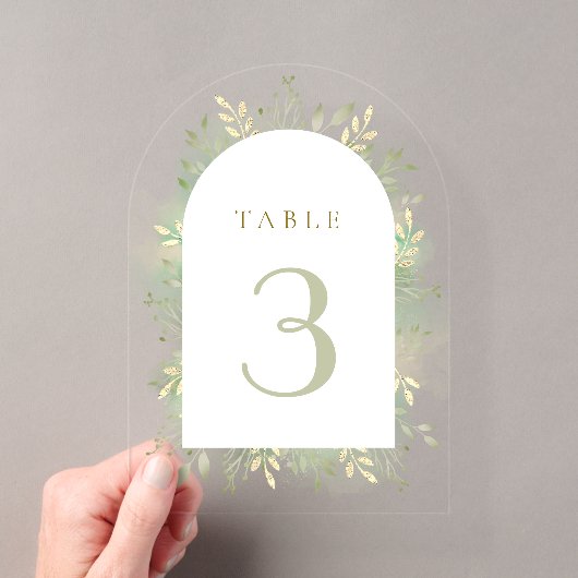 groene aquarel blad tafelnummer (Insitu (Draagbaar))