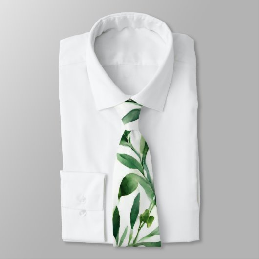 Groene Aquarel Bladeren Stropdas (Gebonden)