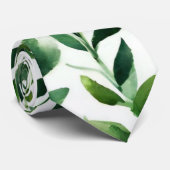 Groene Aquarel Bladeren Stropdas (Opgerold)