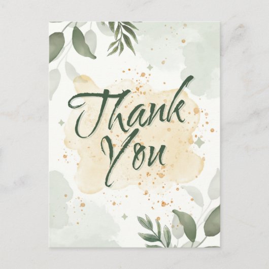 Groene aquarel bloem briefkaart (Voorkant)