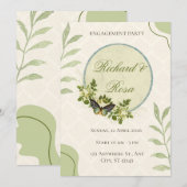 Groene Aquarel Bloem Bruiloft Uitnodiging (Voorkant / Achterkant)
