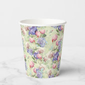 Groene Aquarel Bloemige Pastel Papieren Bekers (Achterkant)