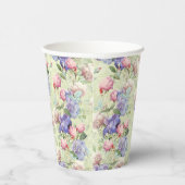 Groene Aquarel Bloemige Pastel Papieren Bekers (Rechts)